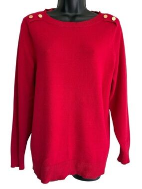 Lane Bryant Bright Red Ribbed Crew Neck Sweater Size 14/16